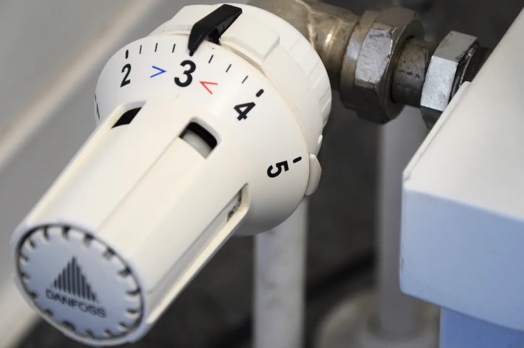 Thermostatic valve dial on a home heating radiator